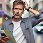A confused person suffering from Alzheimer's disease with a blank expression.